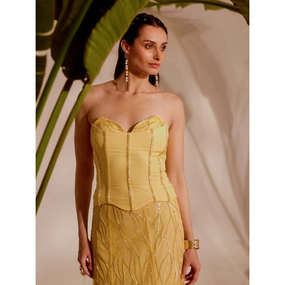 Silky Bindra Yellow Lani Corset with Skirt (Set of 2)