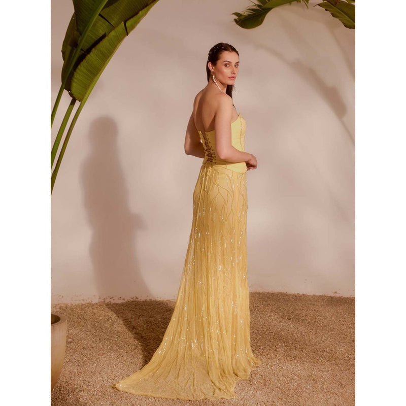 Silky Bindra Yellow Lani Corset with Skirt (Set of 2)