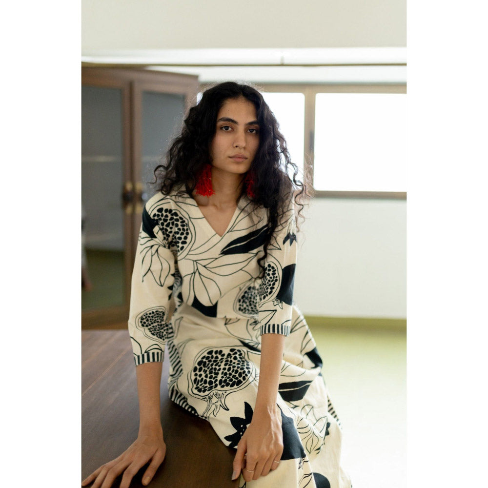 Silai Studio Cream Pomegranate Print Kurta