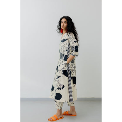 Silai Studio Cream Pomegranate Print Kurta