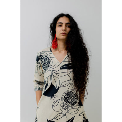 Silai Studio Cream Pomegranate Print Kurta