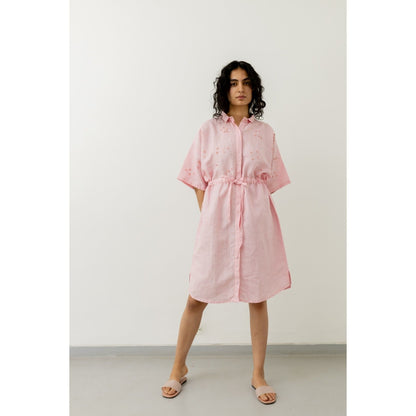 Silai Studio Bubblegum Pink Shirt Knee Length Dress