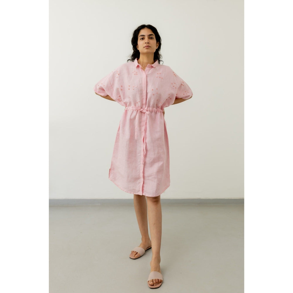 Silai Studio Bubblegum Pink Shirt Knee Length Dress