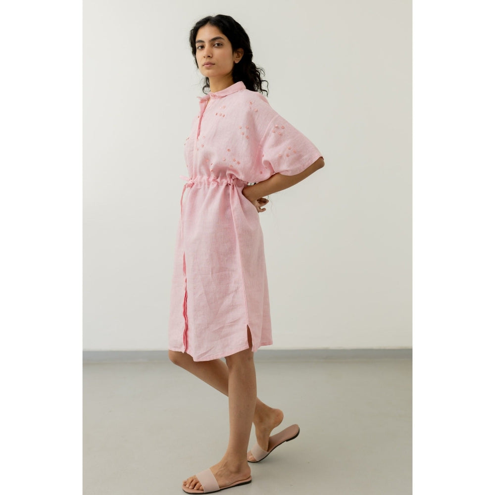 Silai Studio Bubblegum Pink Shirt Knee Length Dress