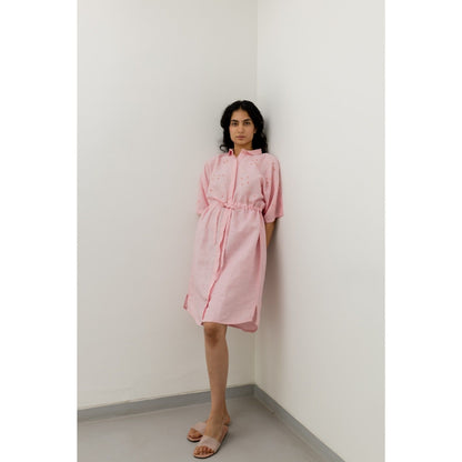 Silai Studio Bubblegum Pink Shirt Knee Length Dress