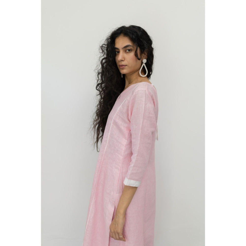 Silai Studio Bubblegum Pink Linen Kurta and Palazzo (Set of 2)