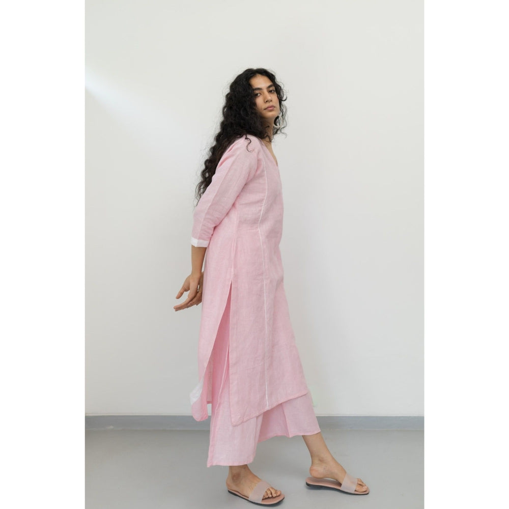 Silai Studio Bubblegum Pink Linen Kurta and Palazzo (Set of 2)