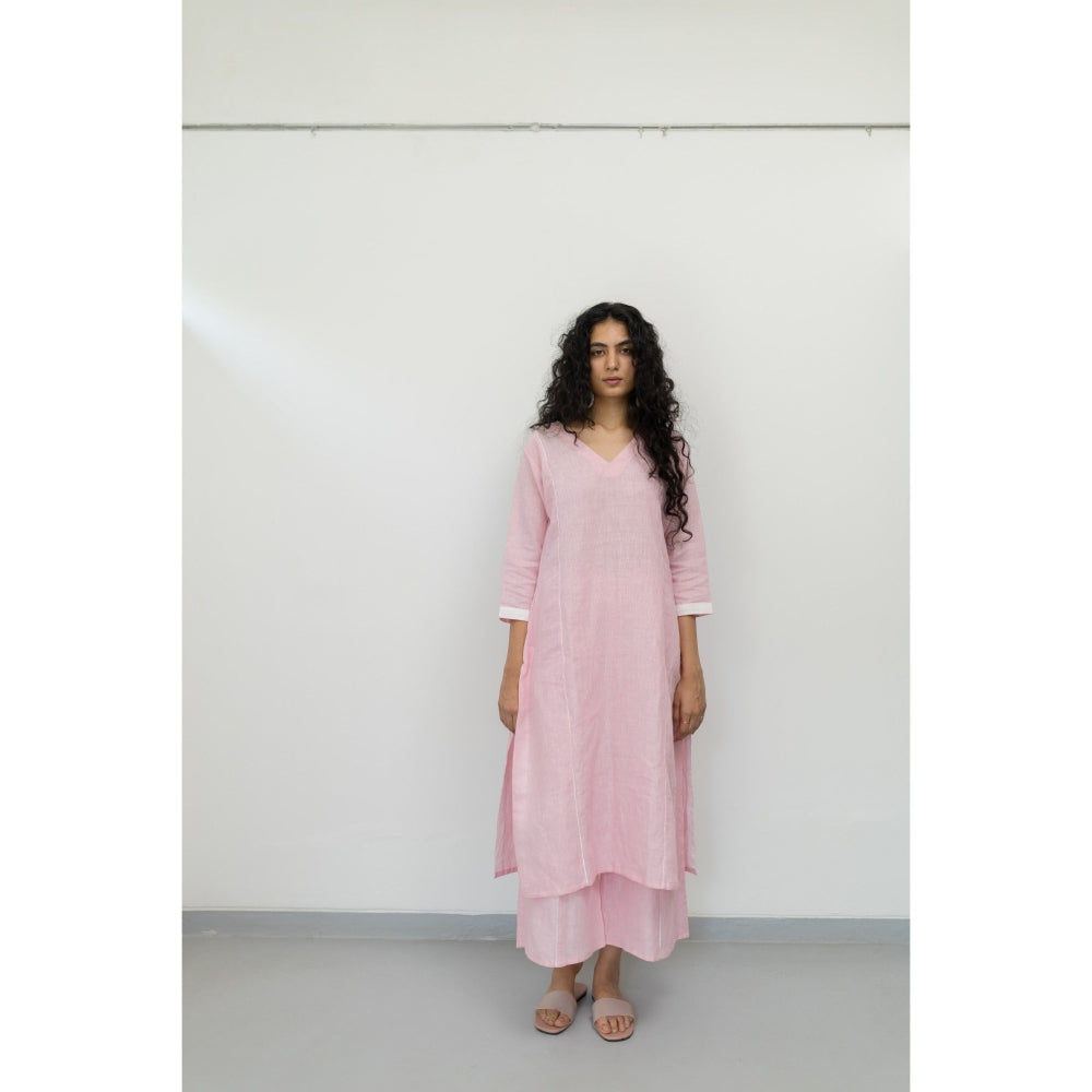 Silai Studio Bubblegum Pink Linen Kurta