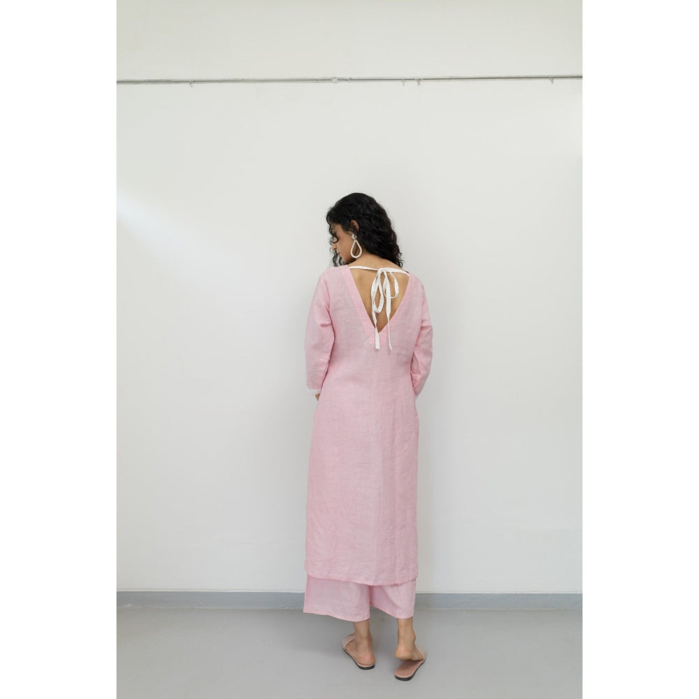 Silai Studio Bubblegum Pink Linen Kurta