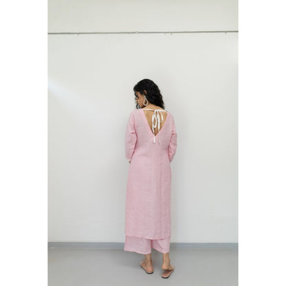 Silai Studio Bubblegum Pink Linen Kurta