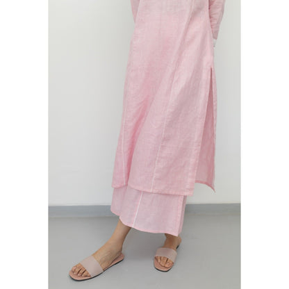 Silai Studio Bubblegum Pink Linen Kurta