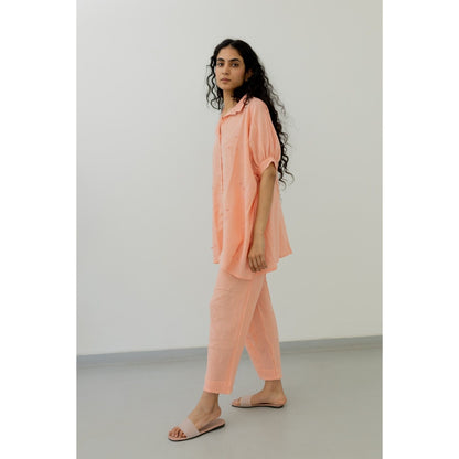 Silai Studio Bubblegum Pink Cotton Shirt and Pant (Set of 2)