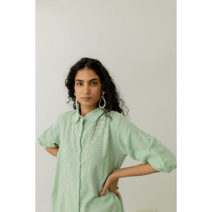 Silai Studio Mint Green Cotton Kurta