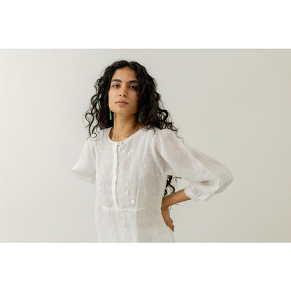 Silai Studio White Bandhani Kurta
