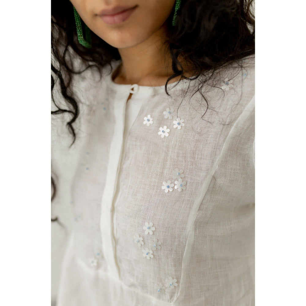 Silai Studio White Bandhani Kurta