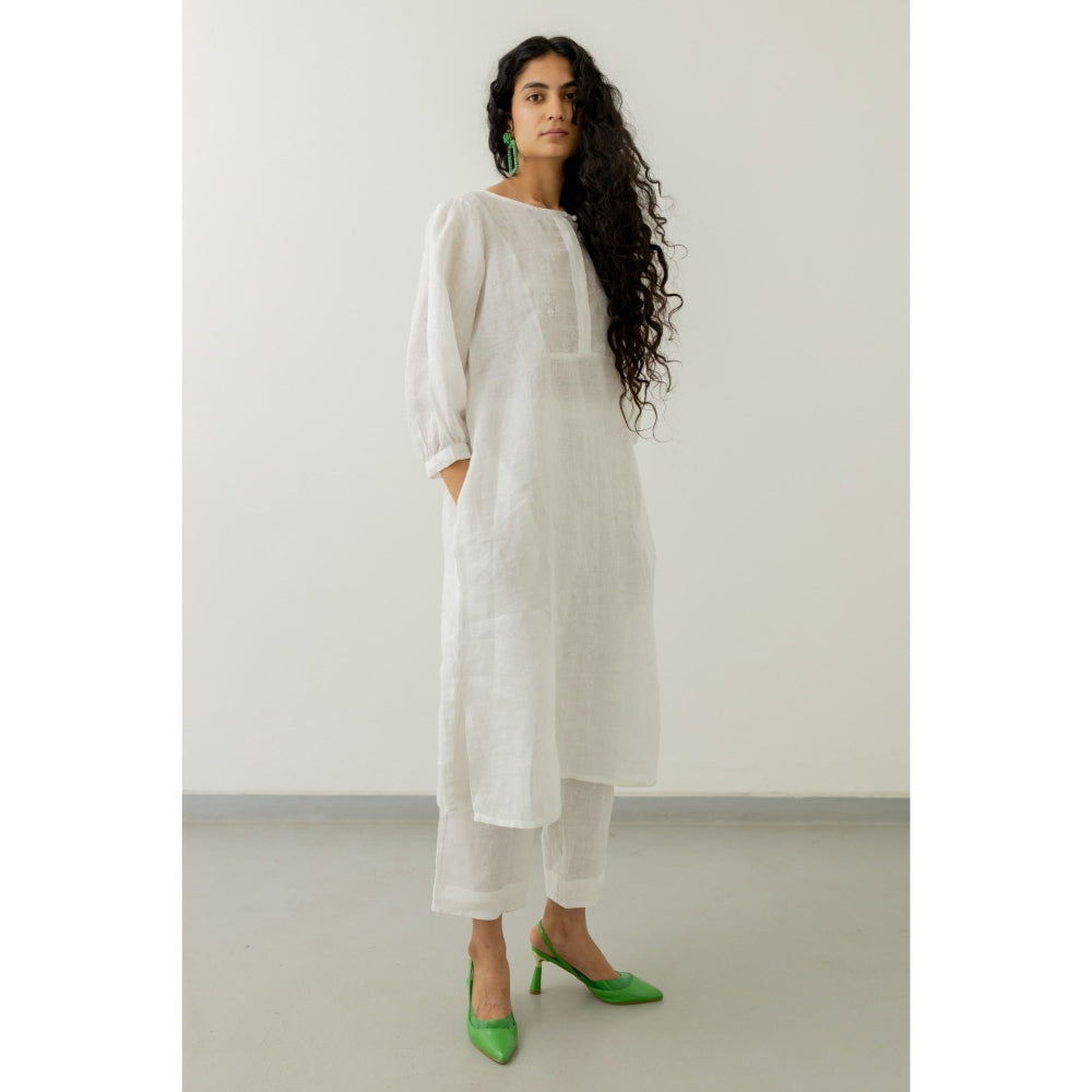 Silai Studio White Bandhani Kurta