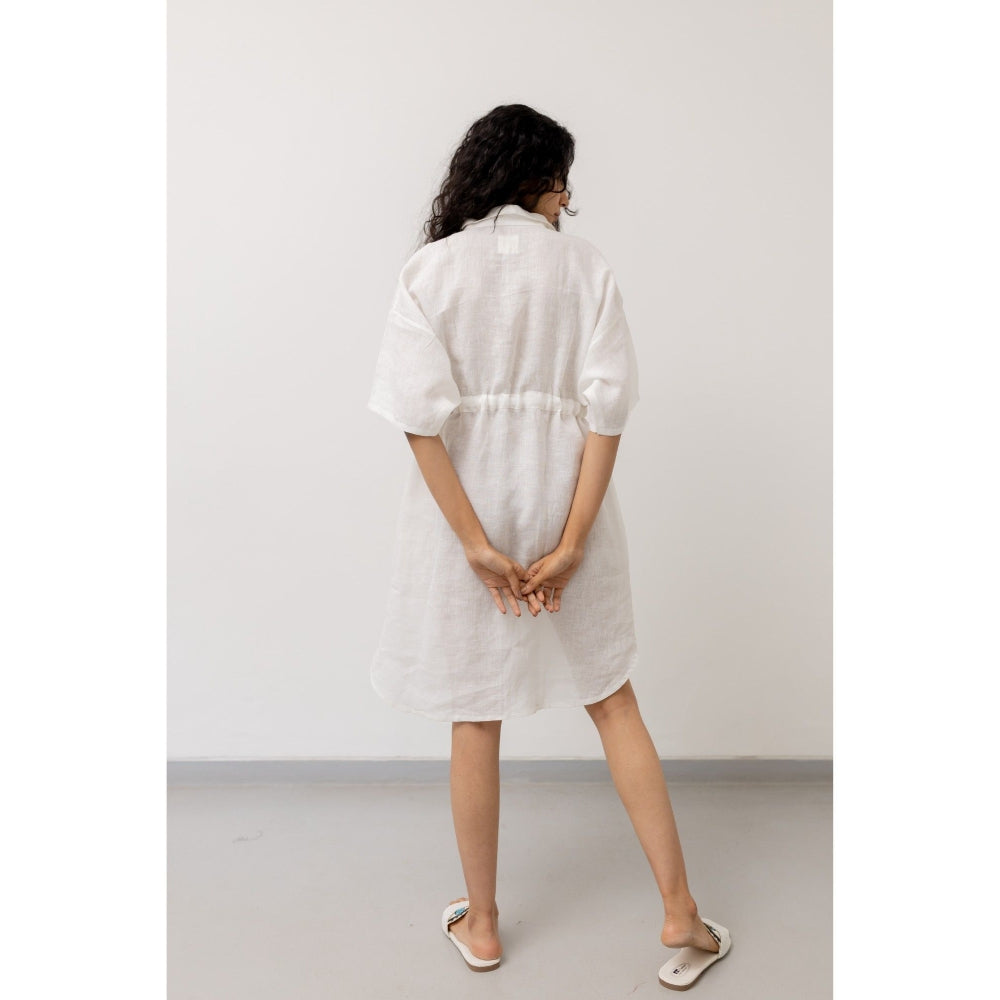 Silai Studio Pristine White Midi Shirt Dress