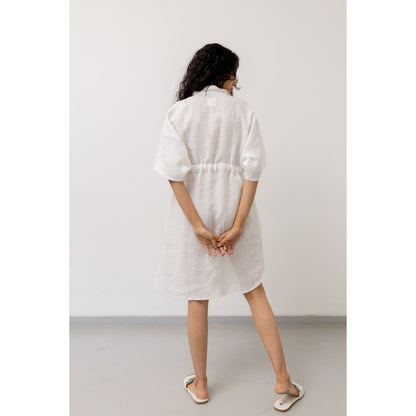 Silai Studio Pristine White Midi Shirt Dress