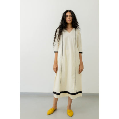 Silai Studio Chalk and Coal Cream Kurta and Palazzo (Set of 2)