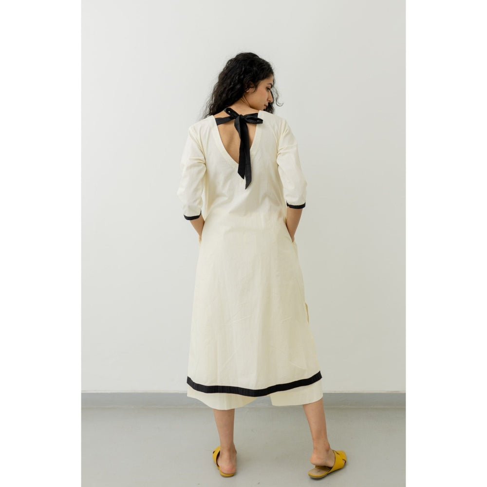 Silai Studio Chalk and Coal Cream Kurta and Palazzo (Set of 2)