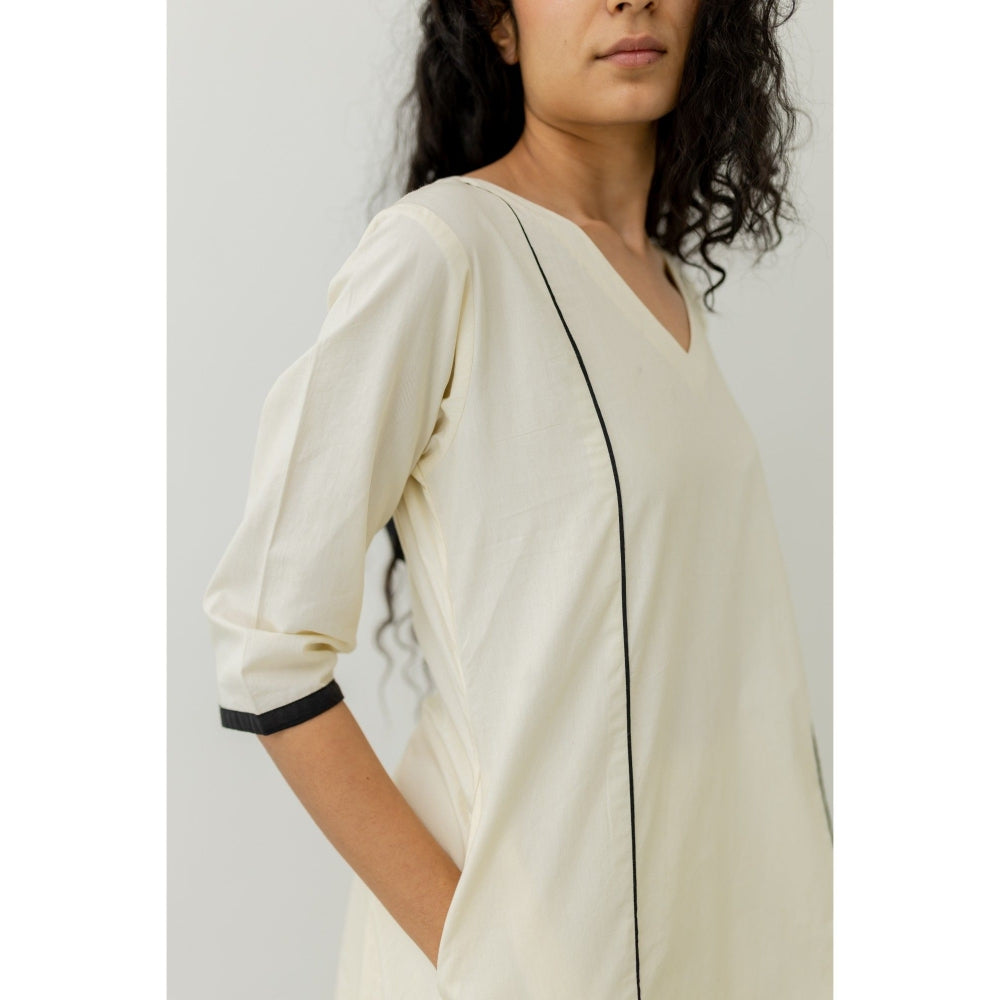 Silai Studio Chalk and Coal Cream Kurta and Palazzo (Set of 2)