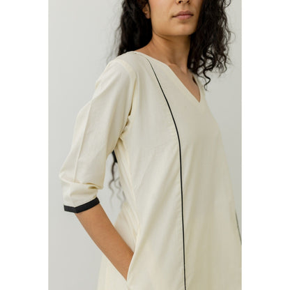 Silai Studio Chalk and Coal Cream Kurta and Palazzo (Set of 2)