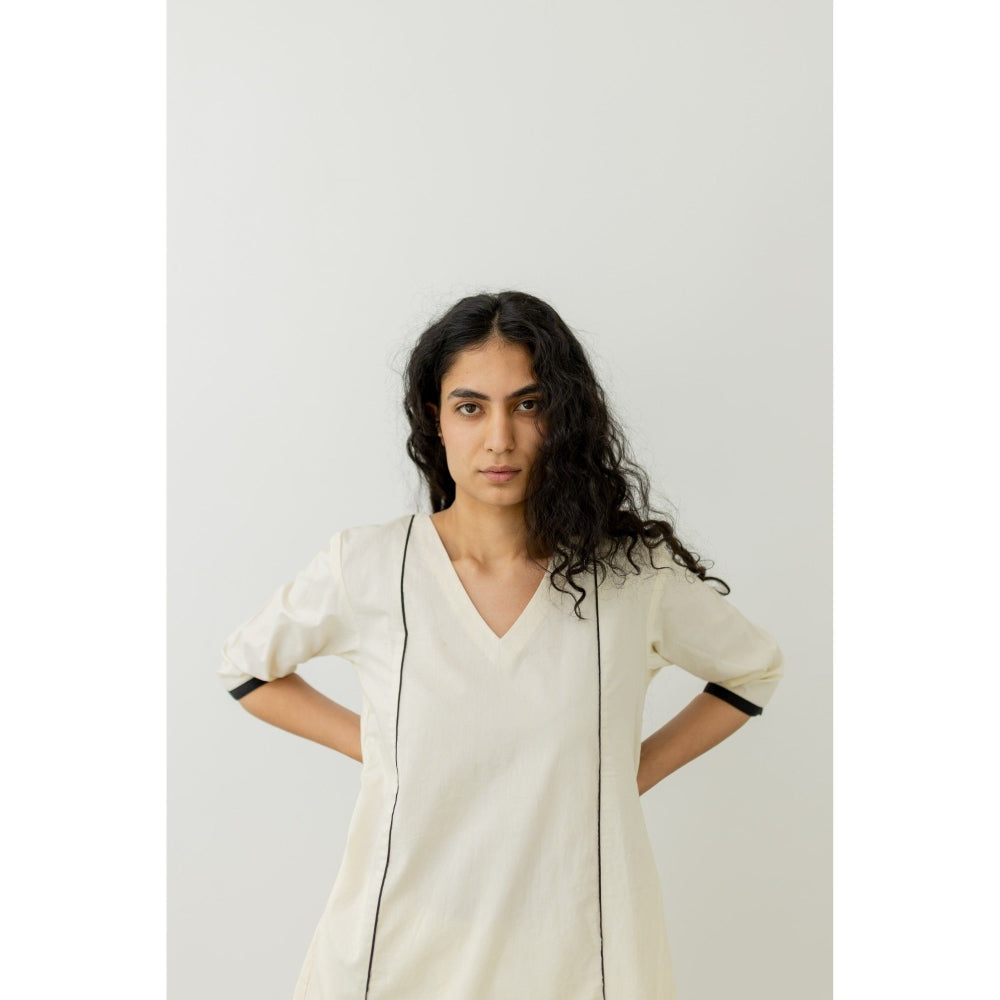 Silai Studio Chalk and Coal Cream Kurta and Palazzo (Set of 2)