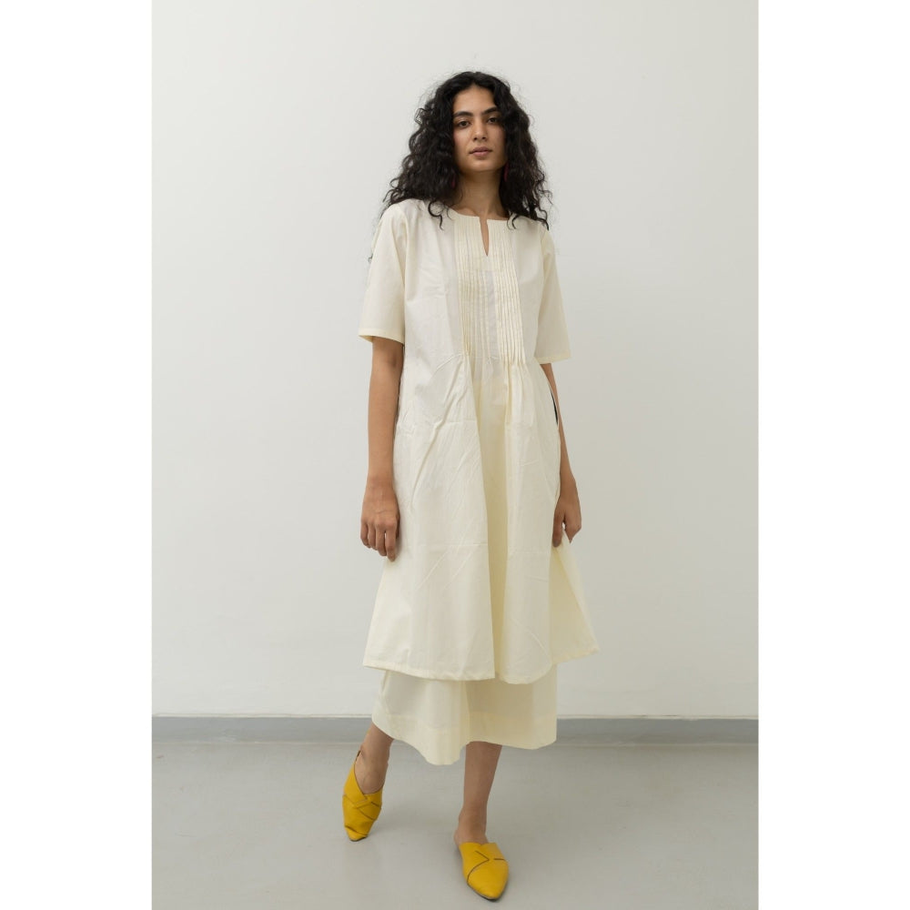 Silai Studio Chalk Pin Tucks Cream Tunic and Palazzo (Set of 2)