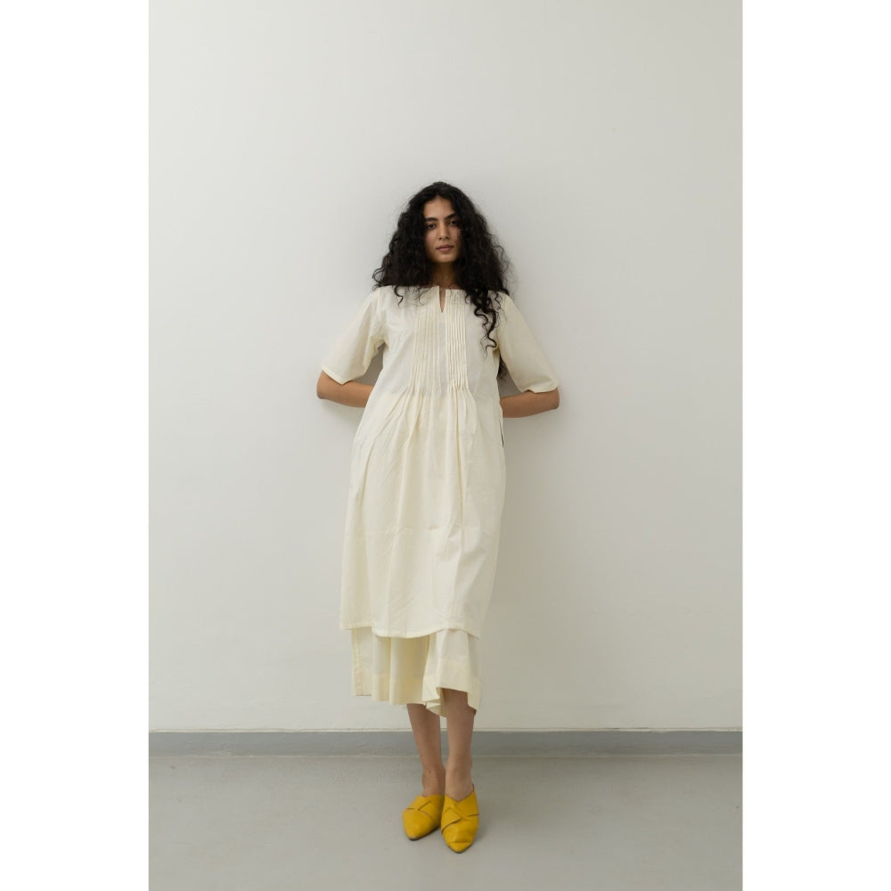 Silai Studio Chalk Pin Tucks Cream Tunic and Palazzo (Set of 2)