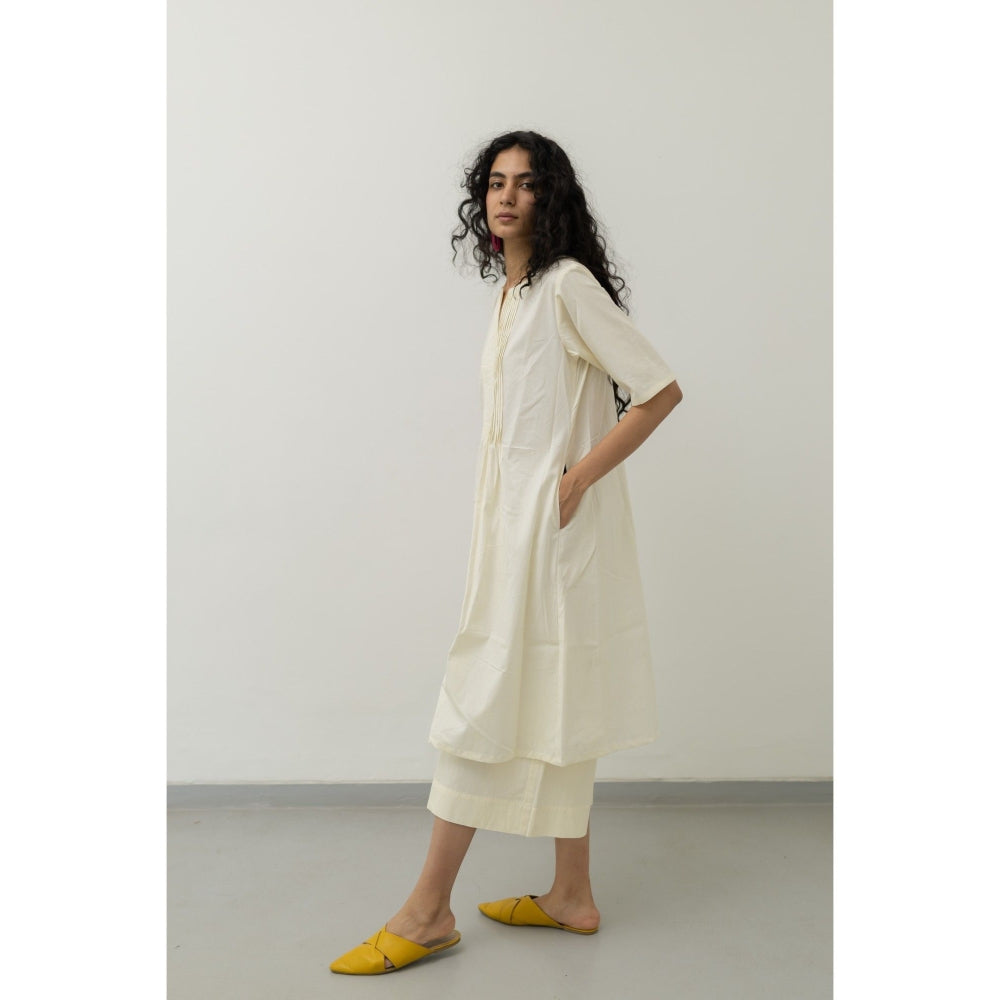Silai Studio Chalk Pin Tucks Cream Tunic and Palazzo (Set of 2)