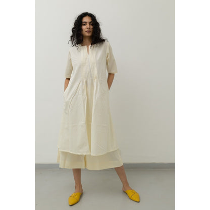 Silai Studio Chalk Pin Tucks Cream Tunic and Palazzo (Set of 2)