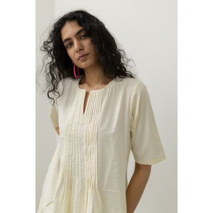 Silai Studio Chalk Pin Tucks Cream Tunic and Palazzo (Set of 2)