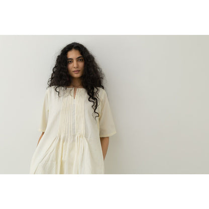 Silai Studio Chalk Pin Tucks Cream Tunic and Palazzo (Set of 2)