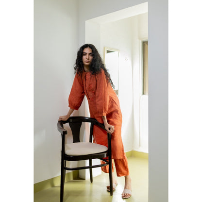 Silai Studio Ginger Rust Linen Kurta