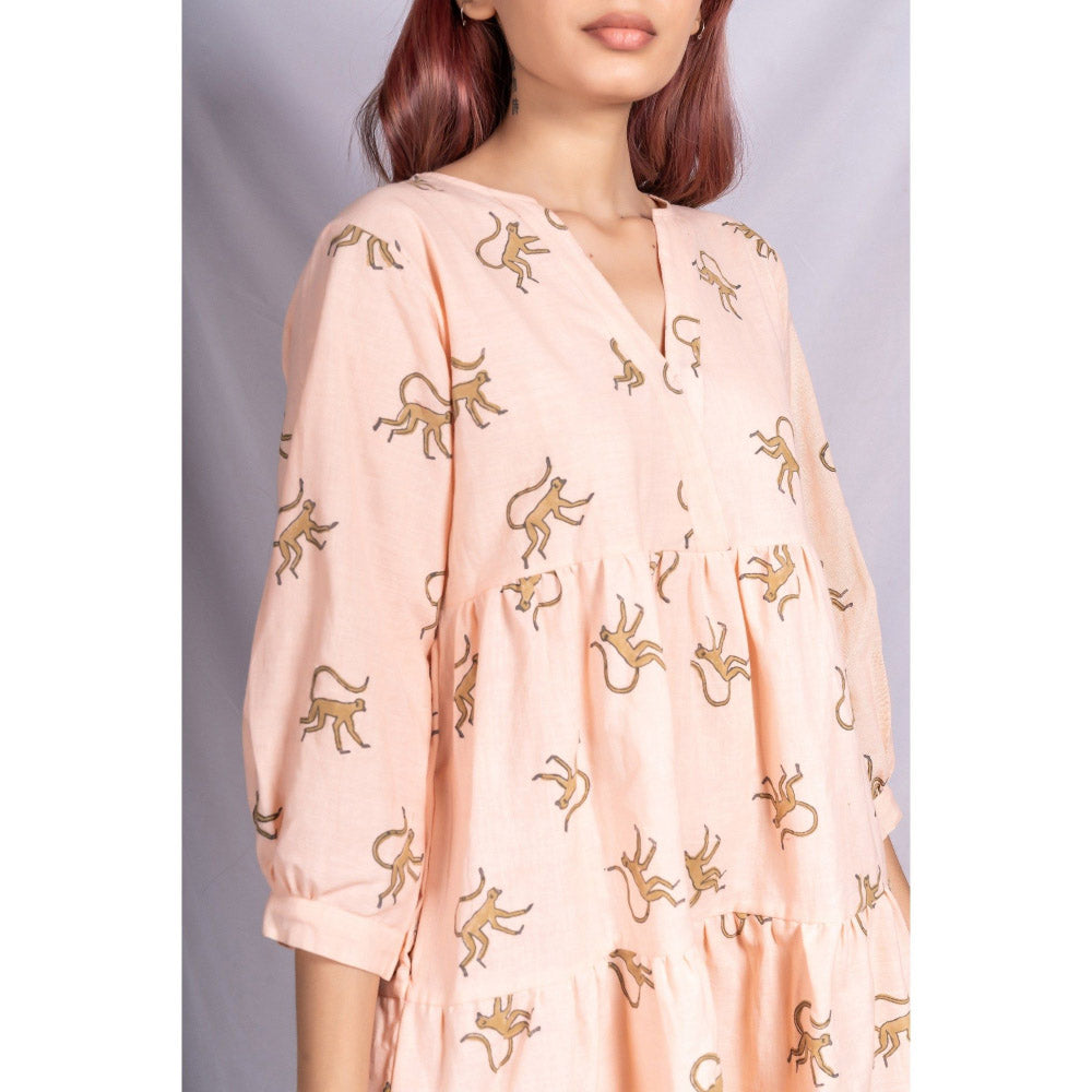Silai Studio Busy Monkeys Tiered Mini Dress