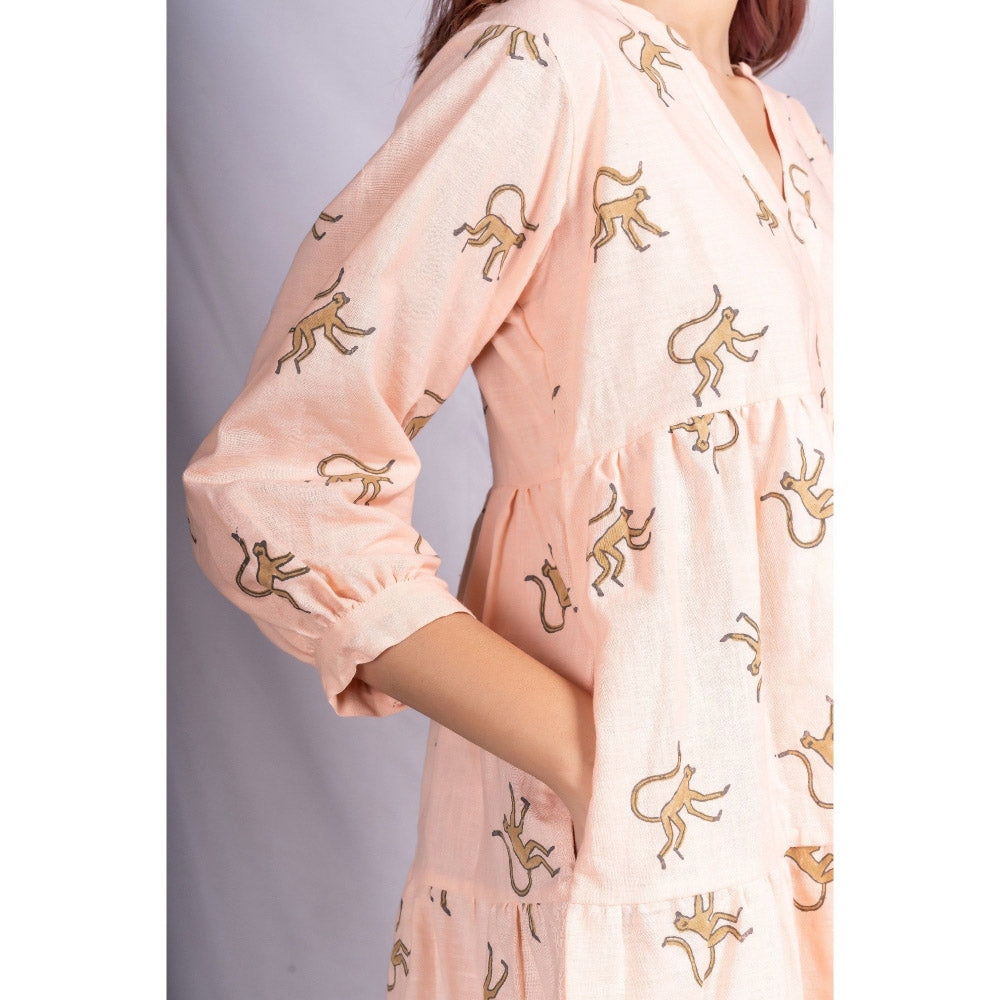 Silai Studio Busy Monkeys Tiered Mini Dress
