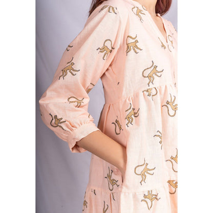 Silai Studio Busy Monkeys Tiered Mini Dress