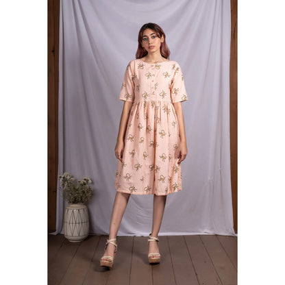 Silai Studio Busy Monkeys Gathered Midi Dress