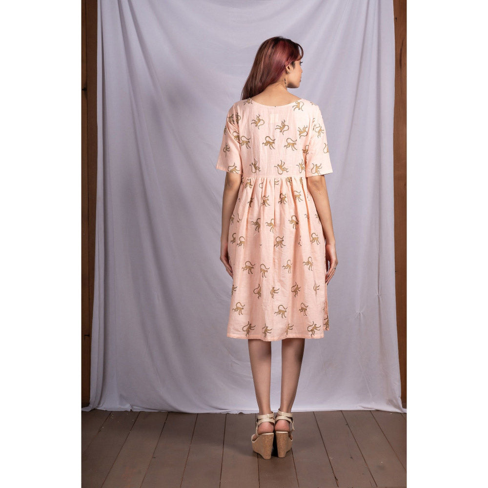 Silai Studio Busy Monkeys Gathered Midi Dress