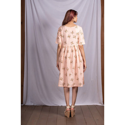 Silai Studio Busy Monkeys Gathered Midi Dress