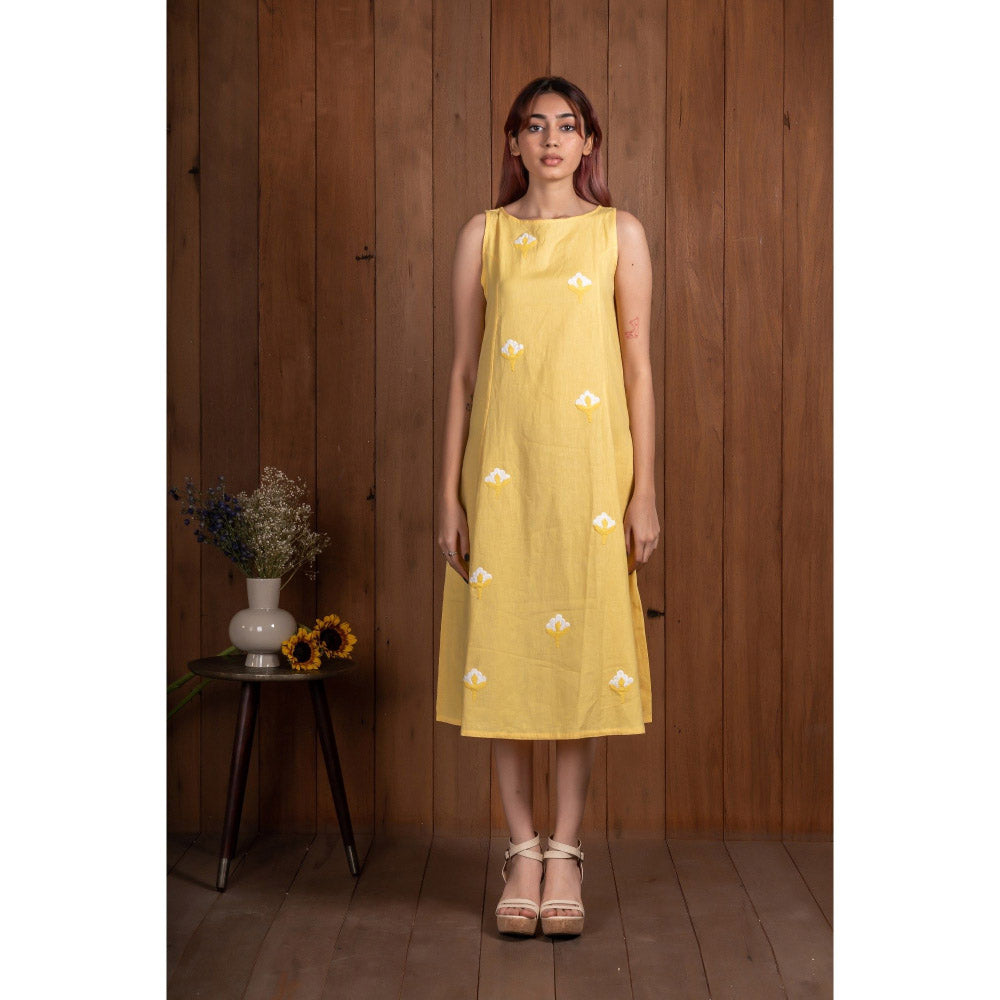 Silai Studio Mogra Midi Dress With Inner (Set of 2)