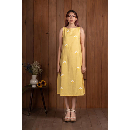 Silai Studio Mogra Midi Dress With Inner (Set of 2)