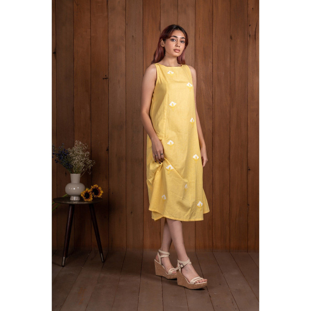Silai Studio Mogra Midi Dress With Inner (Set of 2)