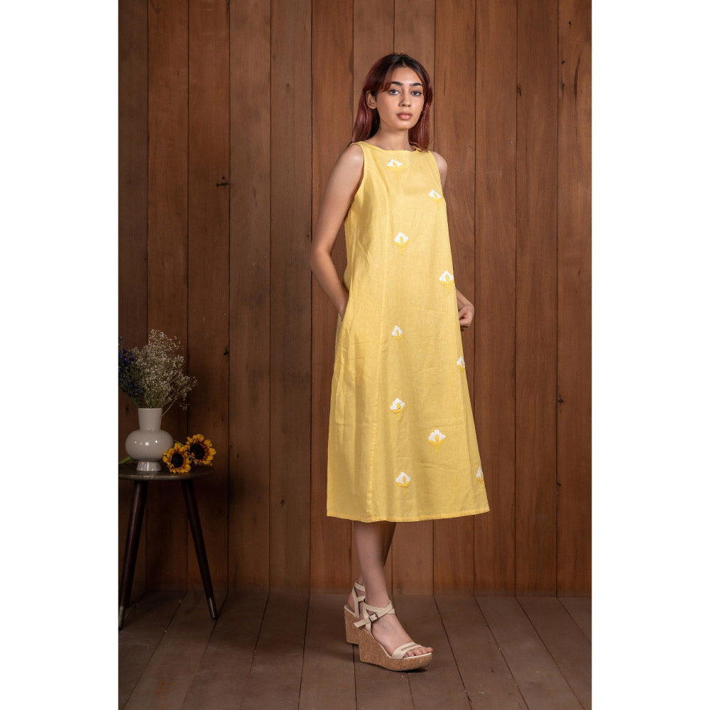 Silai Studio Mogra Midi Dress With Inner (Set of 2)