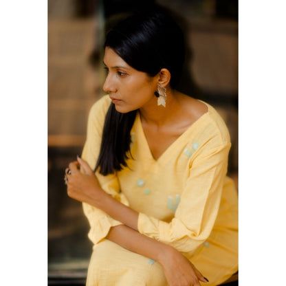Silai Studio Lemon Cactus Applique Midi Dress