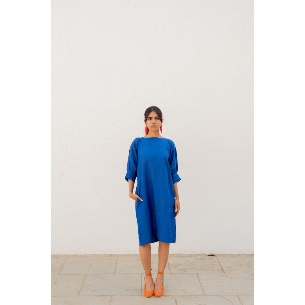 Silai Studio Sapphire Blue Linen Dress
