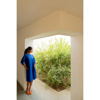 Silai Studio Sapphire Blue Linen Dress