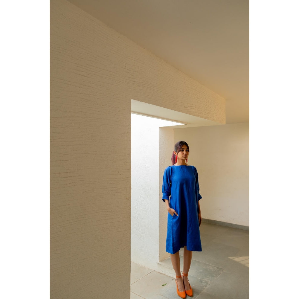 Silai Studio Sapphire Blue Linen Dress