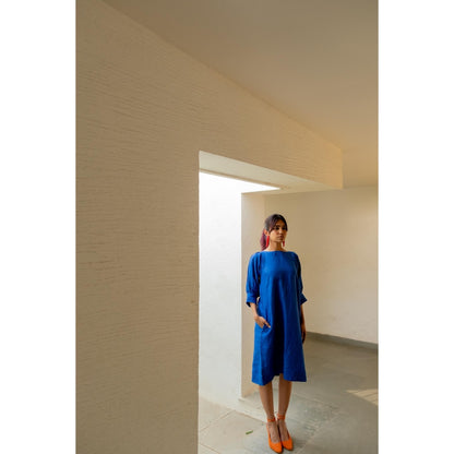 Silai Studio Sapphire Blue Linen Dress