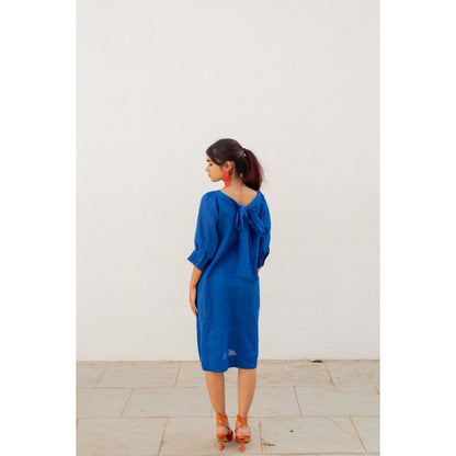 Silai Studio Sapphire Blue Linen Dress
